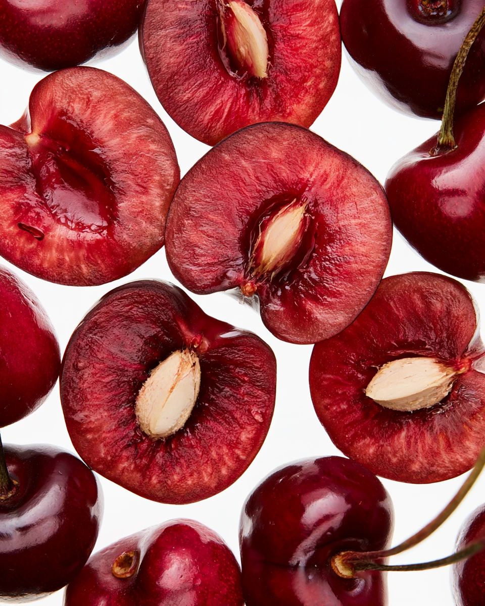 Halved tart cherries